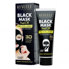 REVUELE “3D FACIAL MASK” - PEEL OFF BLACK MASK with activated Carbon&Pro-Collagen