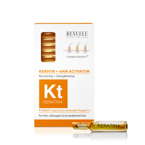 REVUELE KERATIN+ Ampoules Hair Restoration Activator 8 x 5 ml, 8 pcs